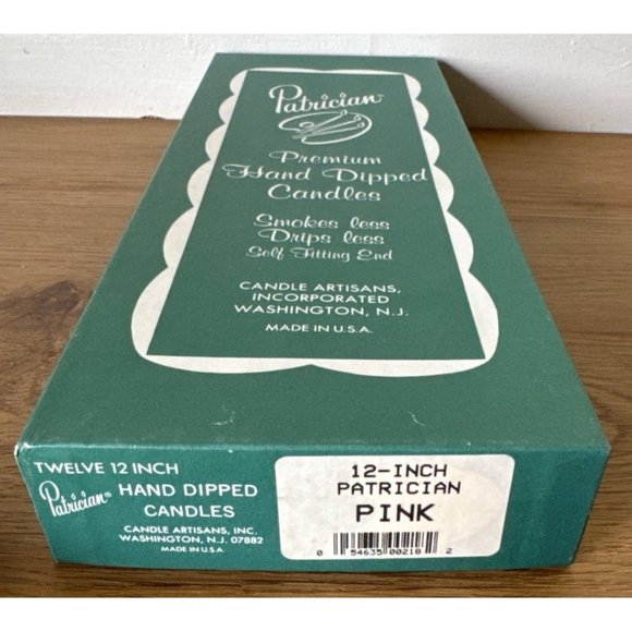 Patrician 12-inch Hand Dipped TAPERED CANDLES Pink 12 NEW in Box #3 - Picture 2 of 2